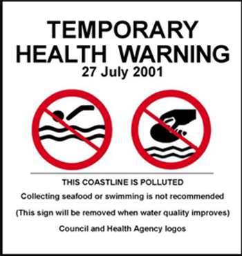 microbiological guidelines temporary health warning sign