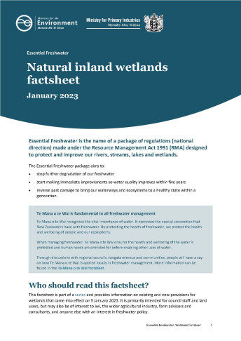 Cover Essential Freshwater Natural inland wetlands factsheet